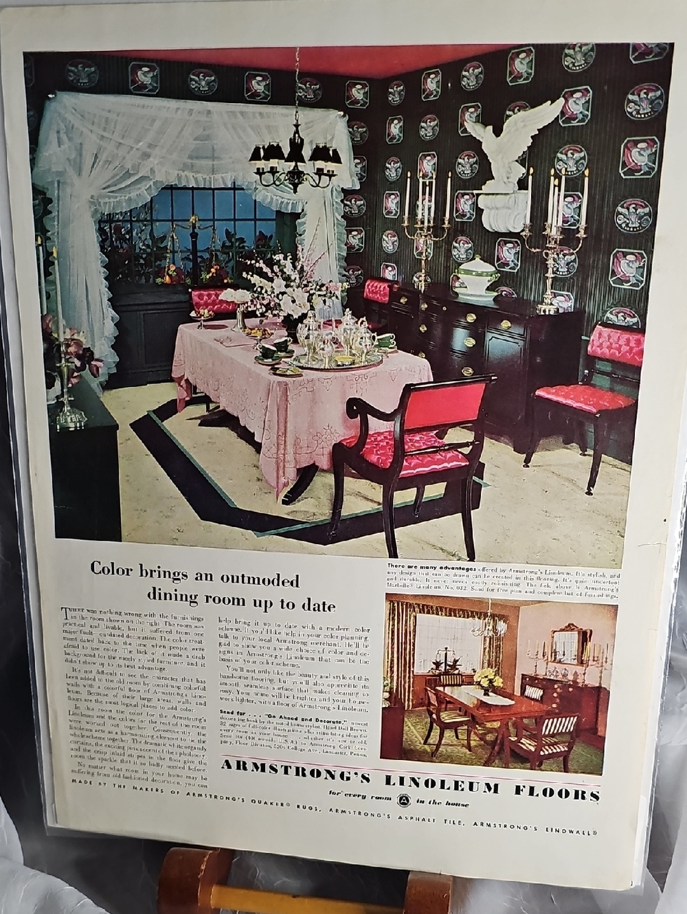 1952 Vintage Advertising Armstrong Floors, Pink Dining Room